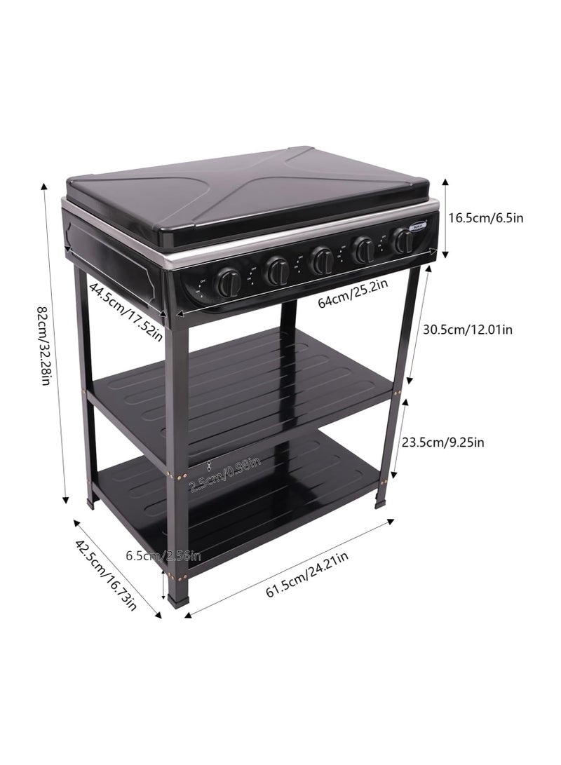 PRIMO PLUS Natural Gas Kitchen Stove with Lid and Adjustable Fire Control, 2-Tier Freestanding Storage Rack for Apartments, Outdoors, and RVs - Image 2