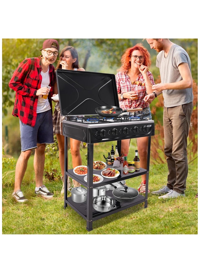 PRIMO PLUS Natural Gas Kitchen Stove with Lid and Adjustable Fire Control, 2-Tier Freestanding Storage Rack for Apartments, Outdoors, and RVs - Image 4