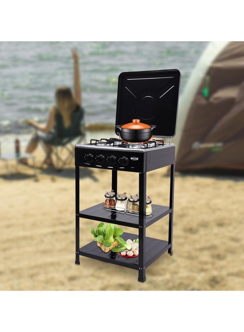 PRIMO PLUS Natural Gas Kitchen Stove with Lid and Adjustable Fire Control, 2-Tier Freestanding Storage Rack for Apartments, Outdoors, and RVs - Image 5