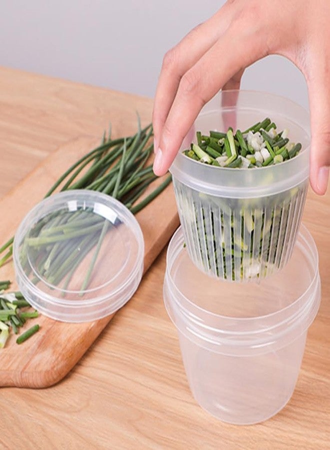 FUNOMOCYA Airtight Food Storage Box for Refrigerator Portable 4.4 Inch Round Plastic Crisper Container for Garlic Onion Ginger Preservation - Image 3