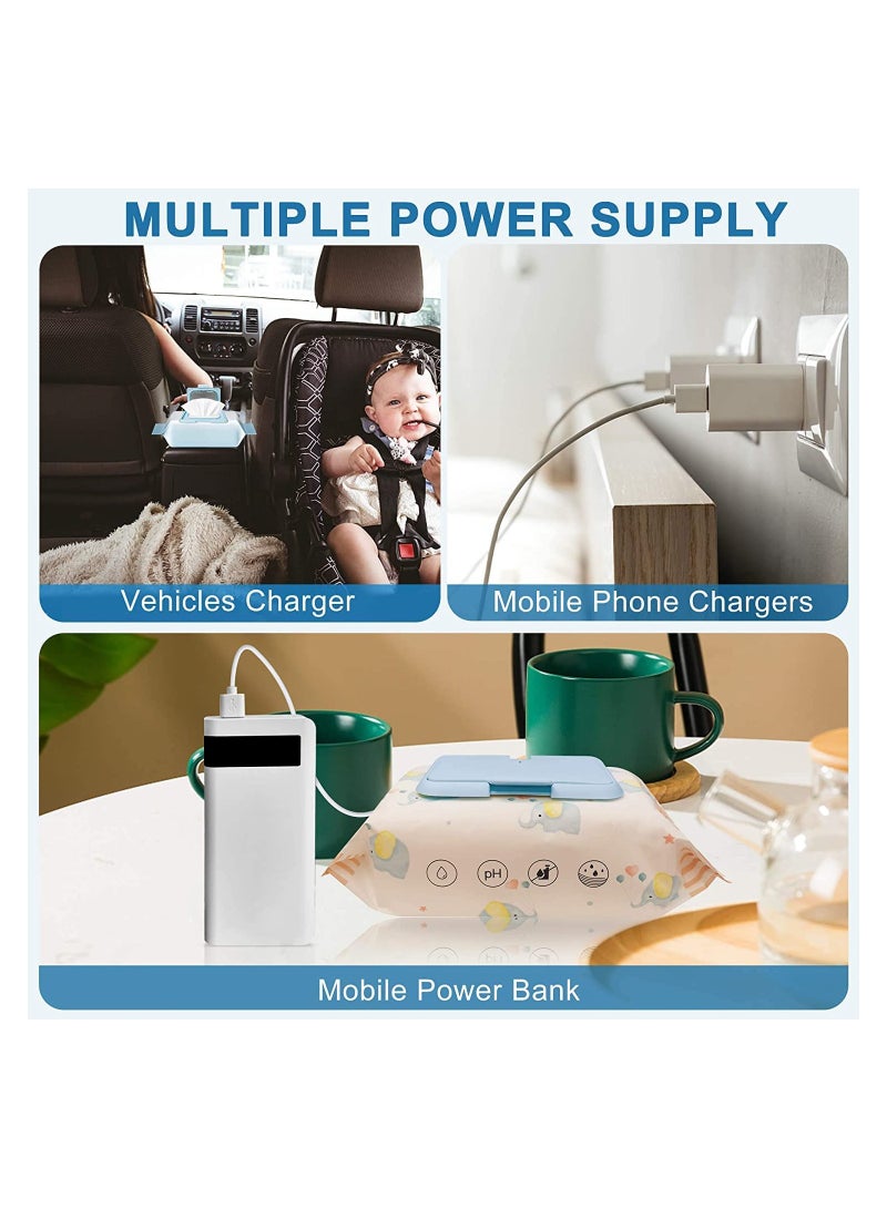 USB Mini Portable Baby Wipe Warmer for Travel, 10 Mins Quickly Top Heater, Reusable 4.7'' Mini Babies Wet Wipe Dispenser, Compatible Power Bank, 5V  - Image 3