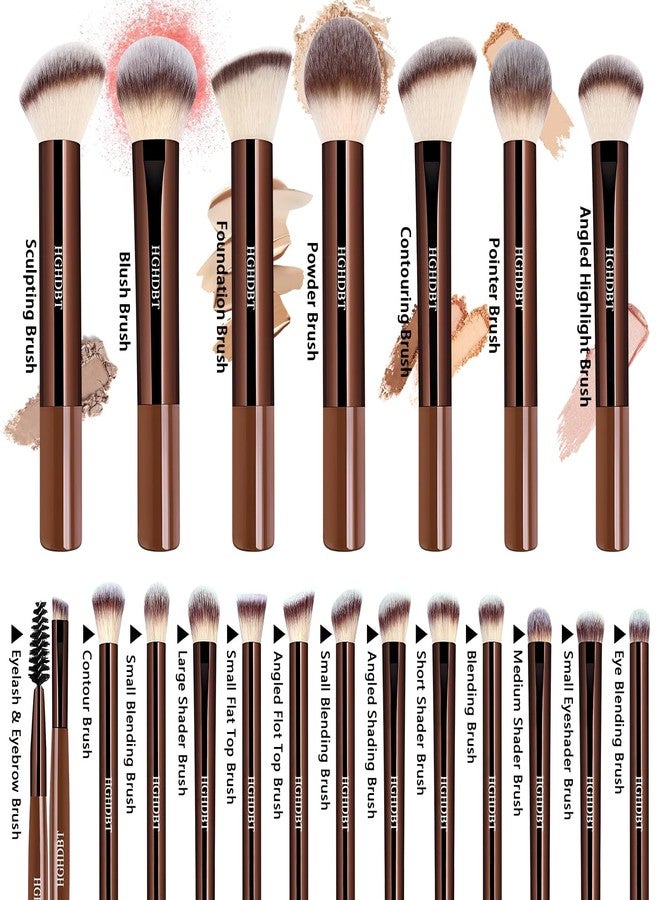 HGHDBT 57Pcs Brown Makeup Brushes Set Professional with Case Premium Synthetic for Foundation Concealer Blush Eye Shadow Powder Eye & Face Make up Brush Kit with Beauty Blender Sponge Set Tools - Image 2