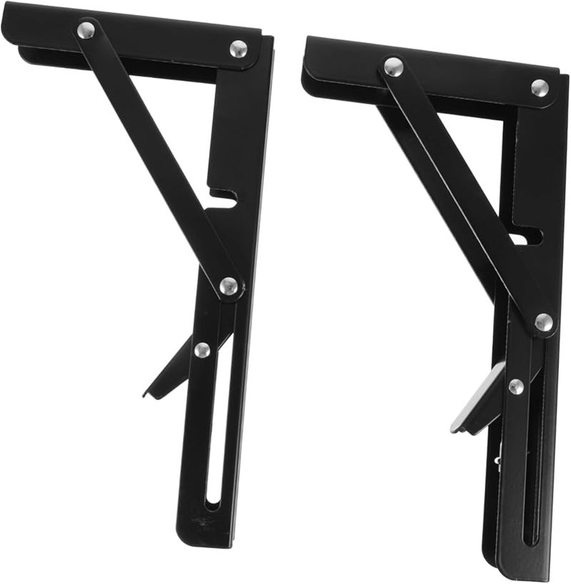 Tehaux 25x12cm Stainless Steel Folding Shelf Brackets Wall Mount Space Saving Support - Image 2