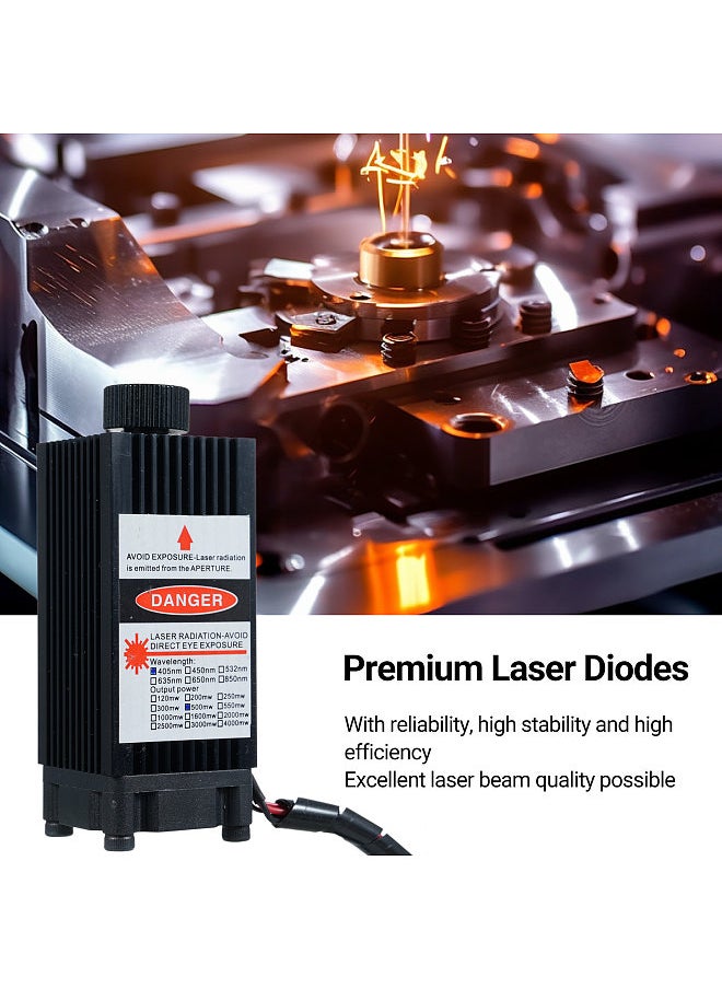 Generic Laser Engraving Module 3PIN Interface Focusable Engraving 450nm 500mw Module Head 12V Blue Violet Light Adjustable Focus  - Image 3