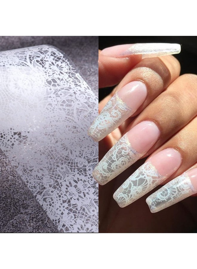 SINSEN Lace Nail Art Foil Transfer Stickers Black White Flower Foil Transfers Decals Nail Supplies Starry Sky Lace Flowers Nail Foils Nail Art Adhesive Transfer Foils Sticker For Women Girls Manicure Tips - Image 2