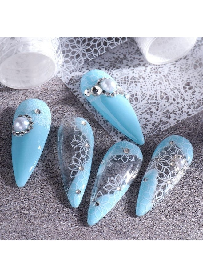 SINSEN Lace Nail Art Foil Transfer Stickers Black White Flower Foil Transfers Decals Nail Supplies Starry Sky Lace Flowers Nail Foils Nail Art Adhesive Transfer Foils Sticker For Women Girls Manicure Tips - Image 4