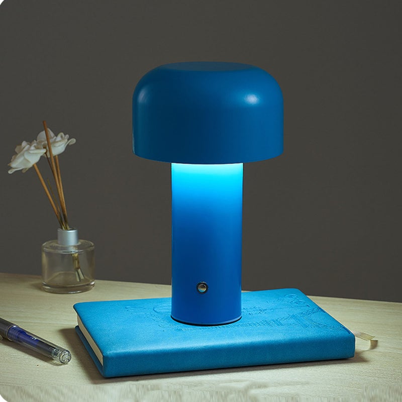 LED Desk Lamp Mushroom Design USB Charging 3 Color Temperature Touch Table Light for Restaurant Study Blue - Image 3