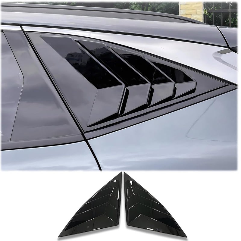 MUXEE 2Pcs Rear Side Window Louvers Air Vent Scoop Shades Cover Blinds Trim for Hyundai Tucson 2022 2023 2024 2025 ABS Bright Black Sport Interior AccessoriesNOT FIT Tucson nline