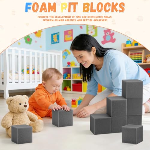 TRENDBOX 24PCS 5 x 5 x 5 Foam Pit Blocks Sponge Cubes Foam Pit Cubes Sponge Blocks for Amusement Park Gymnastics Freerunning and Parkour Courses Drak Gray - Image 5