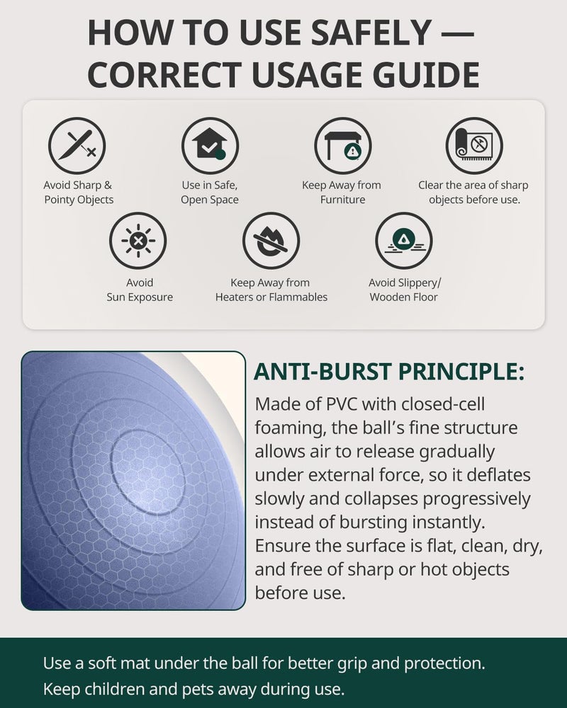 Trideer Yoga Ball for Pregnancy Office Ball Chairâ€“ Exercise Ball for Birthing, Labor, Stretching & Core Workout â€“ Anti-Burst, Slip-Resistant for Home Gym, Flexible Seating & Physical Therapy - Image 2