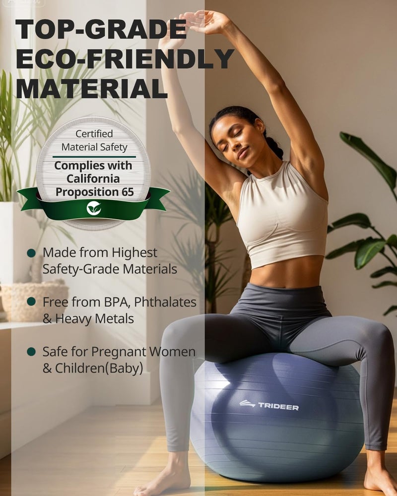 Trideer Yoga Ball for Pregnancy Office Ball Chairâ€“ Exercise Ball for Birthing, Labor, Stretching & Core Workout â€“ Anti-Burst, Slip-Resistant for Home Gym, Flexible Seating & Physical Therapy - Image 3