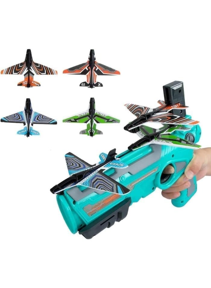 WAHA TOYS Airplane Launcher Gun Toy with 4 Foam Glider Planes | One-Click Ejection Shooter | Outdoor Flying Plane Game for Kids Boys & Girls - Image 1