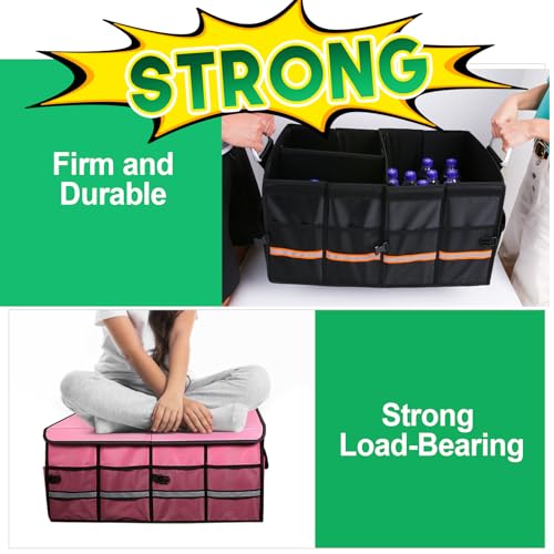 LI LIBZAKI Car Trunk Organizer, Cargo Organizer SUV Trunk Storage Non Slip Bottom Waterproof Collapsible Durable Multi Compartments-(Standard,Black) - Image 2