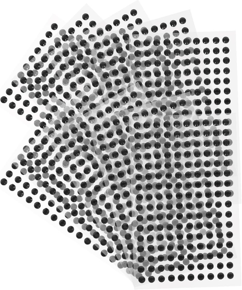 Self-Adhesive Black Rhinestone Stickers 5mm Flat Back Acrylic Gems for Face Makeup and Jewelry Crafting 10 Sheets for DIY Scrapbooking and Festival Decoration - Image 1