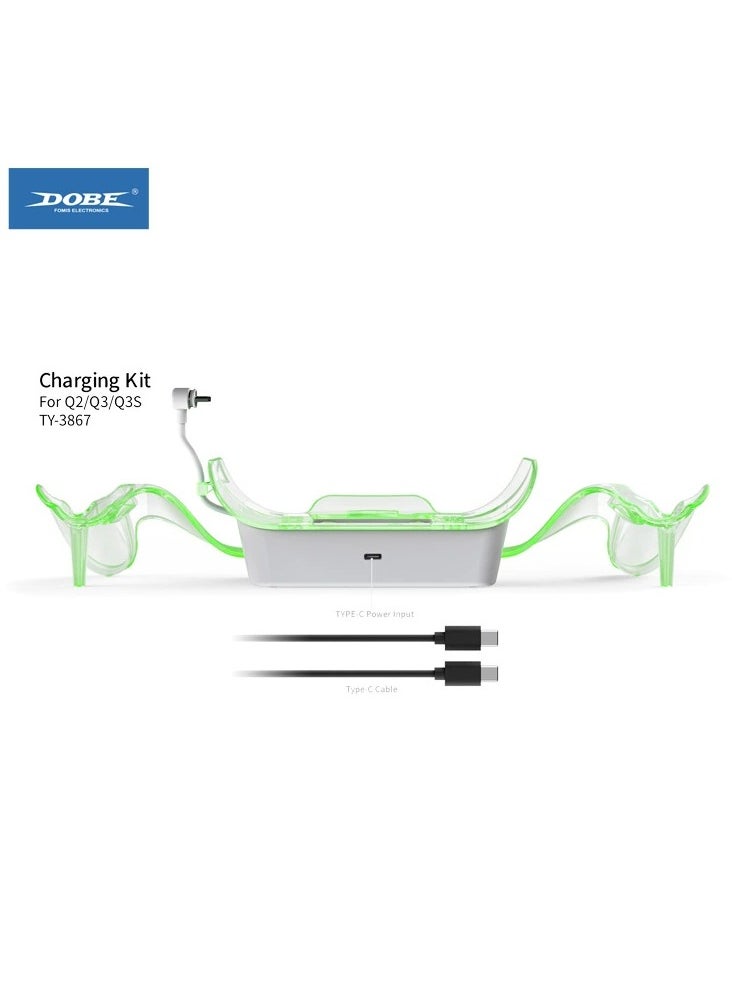 DOBE Charging Dock for Meta Quest 2/3S/3,Magnetic Charging Station with RGB Light,VR Headset Charging Stand with USB& 2 Rechargeable Batteries  - Image 2