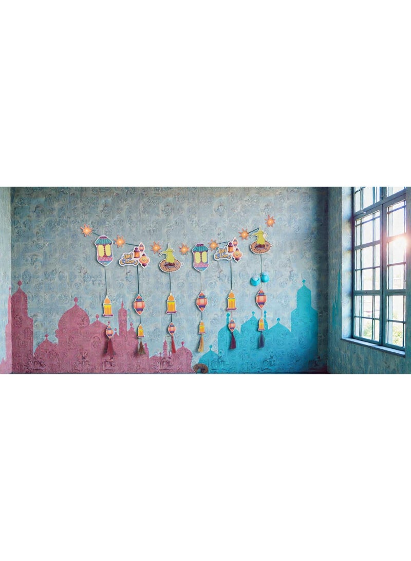 WSM Wall Banner Flags For Ramadan Decoration Easy Hanging With String 3 Meter Length - Image 2