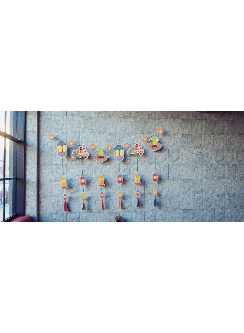 WSM Wall Banner Flags For Ramadan Decoration Easy Hanging With String 3 Meter Length - Image 1
