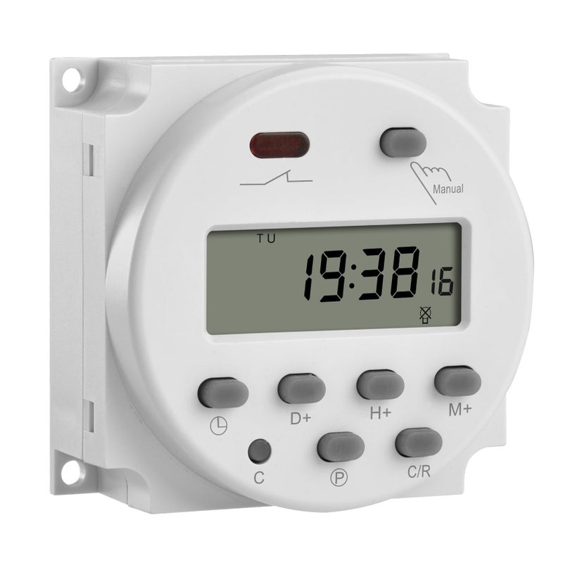 Heschen Digital LCD Power Weekly Programmable Timer Relay Switch, CN101A, DC12V 16Amp, SPST - Image 1