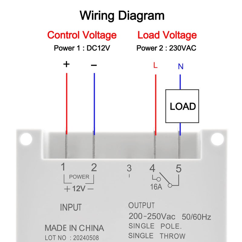 Heschen Digital LCD Power Weekly Programmable Timer Relay Switch, CN101A, DC12V 16Amp, SPST - Image 3