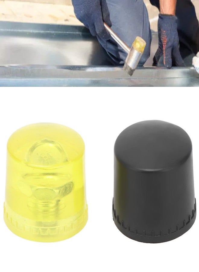 Naroote 4 Pcs Rubber Hammer Replacement Striking Head Yellow Black Plastic Mallet Head Tips Set for Jewelry Craftsman, Leather Crafts, Wood, Flooring Installation, Plastic hammer (Φ35mm) - Image 2