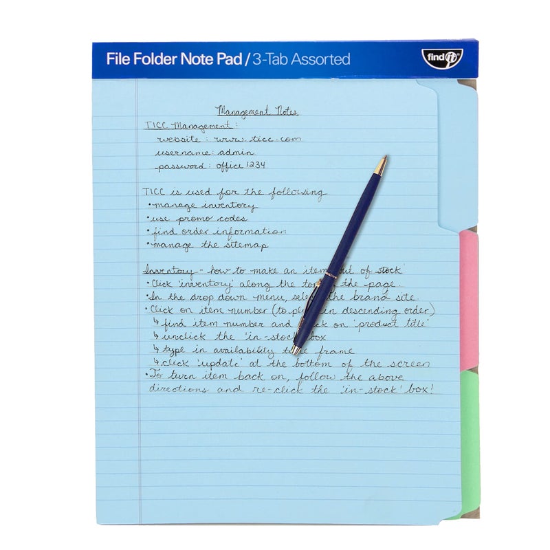 Find It File Folder Notepad - Pack of 12-9.5 x 12.5 Inch Notebook Organizer Folders for Filing, Document, and Clipboard Organization - Assorted Colors - Image 1