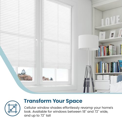 BlindsAvenue Cellular Honeycomb Cordless Polyester Shade, 9/16" Single Cell, Light Filtering, White, Size: 24" W x 72" H - Image 3