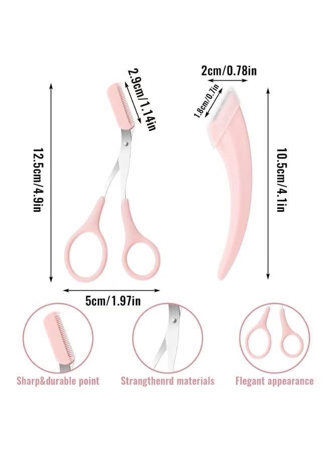 واي جيه 5 قطع قطع تهذيب الحواجب مع مقص ومشط، مقص الوجه المنحني مجموعة للنساء والرجال، لحية من الفولاذ المقاوم للصدأ وأداة تشكيل الحواجب، مقبض غير انزلاقي للتهذيب الدقيق - Image 2