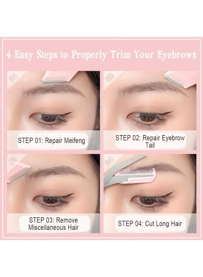 واي جيه 5 قطع قطع تهذيب الحواجب مع مقص ومشط، مقص الوجه المنحني مجموعة للنساء والرجال، لحية من الفولاذ المقاوم للصدأ وأداة تشكيل الحواجب، مقبض غير انزلاقي للتهذيب الدقيق - Image 3