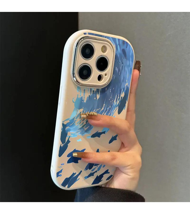 Beige Undersea Fish Pattern Metal Frame Full Coverage Phone Case With Precision Cutouts Drop Proof Scratch Resistant Shatterproof Protection Design For iPhone 15 Plus - Image 1
