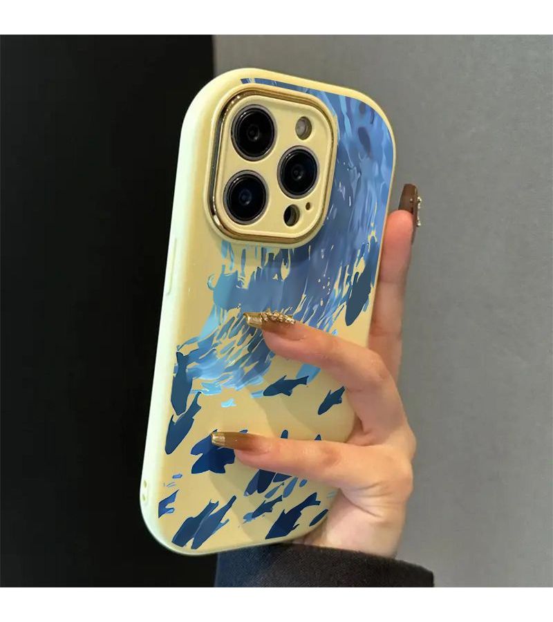 Beige Undersea Fish Pattern Metal Frame Full Coverage Phone Case With Precision Cutouts Drop Proof Scratch Resistant Shatterproof Protection Design For iPhone 15 Plus - Image 4