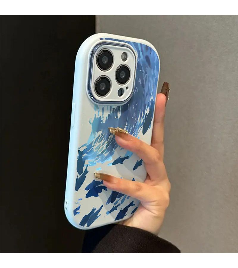 Beige Undersea Fish Pattern Metal Frame Full Coverage Phone Case With Precision Cutouts Drop Proof Scratch Resistant Shatterproof Protection Design For iPhone 15 Plus - Image 2