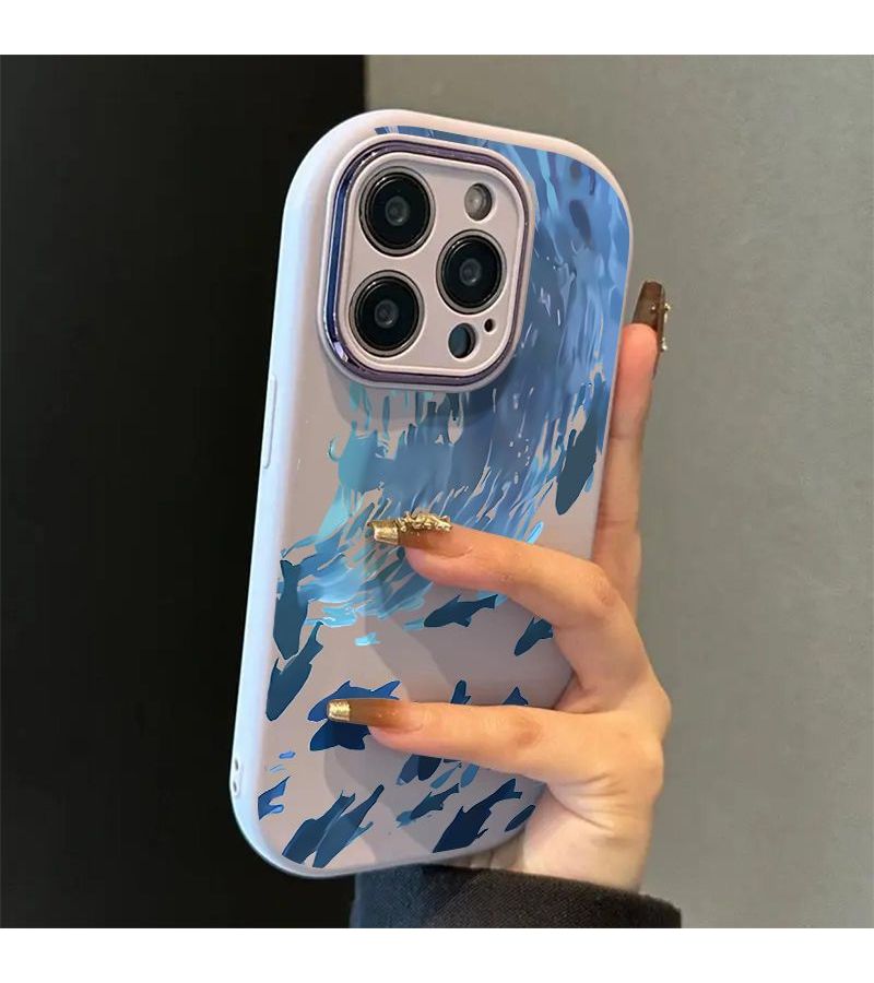 Beige Undersea Fish Pattern Metal Frame Full Coverage Phone Case With Precision Cutouts Drop Proof Scratch Resistant Shatterproof Protection Design For iPhone 15 Plus - Image 5