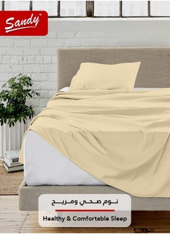 Sandy Sandy Premium Hotel Quality Flat Sheet and Pillow Case, Bed Sheet 2 Pieces Set, Soft & Breathable and Cooling, Extra Twin Size 243 x 167 cm, Sand  - Image 2