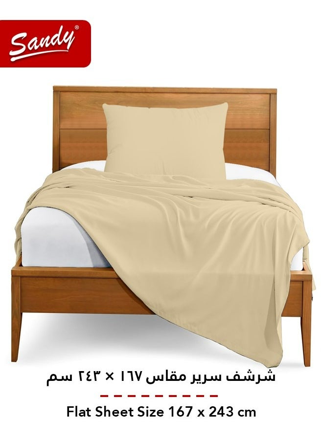 Sandy Sandy Premium Hotel Quality Flat Sheet and Pillow Case, Bed Sheet 2 Pieces Set, Soft & Breathable and Cooling, Extra Twin Size 243 x 167 cm, Sand  - Image 3