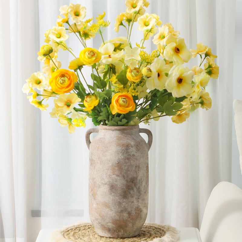 Vanselia Large Flower Vase Home Decor - 12 inch Tall Ceramic Farmhouse Rustic Table Vases with Handle Living Room Decoration Decorative Modern Vintage for Floor Kitchen Shelf Coffee Dining Desk Fireplace - Image 4