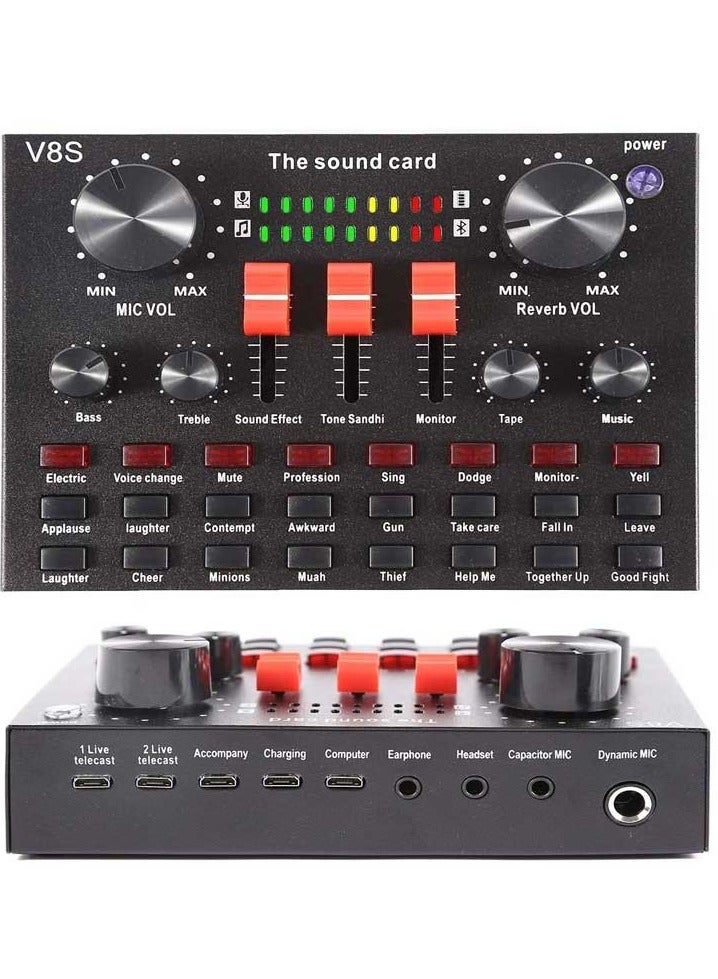 V8s ميكروفون مكثف احترافي مع بطاقة صوت V8s وحامل ميكروفون - Image 2