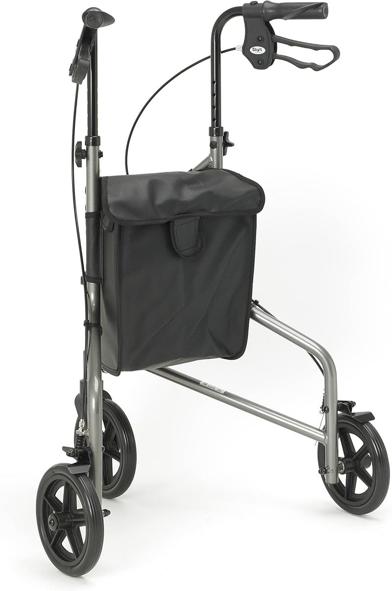 DAYS Lightweight Tri Wheel Walker Rollator – Aluminium Mobility Walker with Adjustable Height and Brakes – Foldable Walking Frame with Carry Bag – Mobility Aid for Elderly – Quartz - Image 3