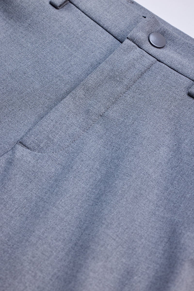 SNITCH Greyish Blue Self-Design Stretch Trousers - Image 2