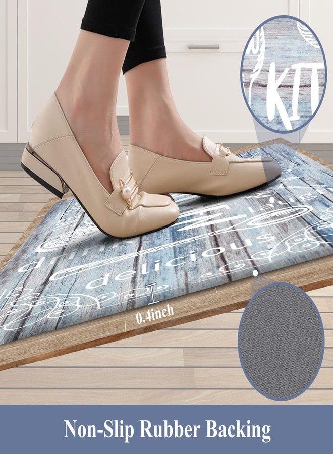 هيبي مجموعة سجادات مطبخ HEBE للأرضيات، قطعتان، سميكة، مضادة للإجهاد، مبطنة، مقاومة للماء، مانعة للانزلاق، سجادة مريحة للوقوف، مناسبة لحوض المطبخ، غرفة الغسيل، ديكور المنزل الريفي - Image 5