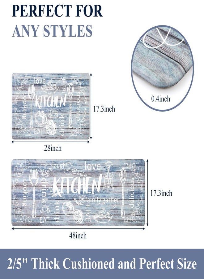 هيبي مجموعة سجادات مطبخ HEBE للأرضيات، قطعتان، سميكة، مضادة للإجهاد، مبطنة، مقاومة للماء، مانعة للانزلاق، سجادة مريحة للوقوف، مناسبة لحوض المطبخ، غرفة الغسيل، ديكور المنزل الريفي - Image 2