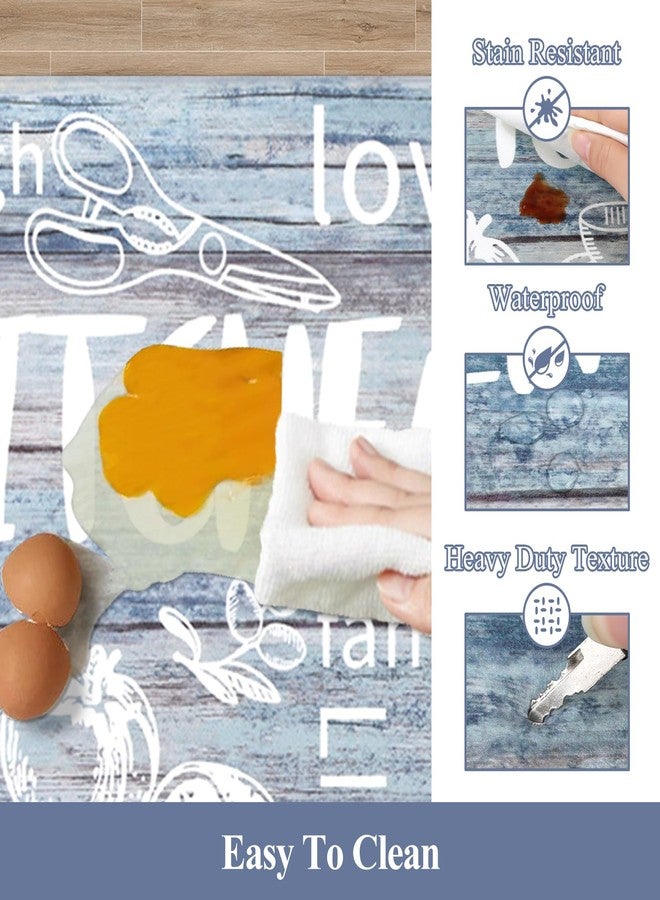 هيبي مجموعة سجادات مطبخ HEBE للأرضيات، قطعتان، سميكة، مضادة للإجهاد، مبطنة، مقاومة للماء، مانعة للانزلاق، سجادة مريحة للوقوف، مناسبة لحوض المطبخ، غرفة الغسيل، ديكور المنزل الريفي - Image 4