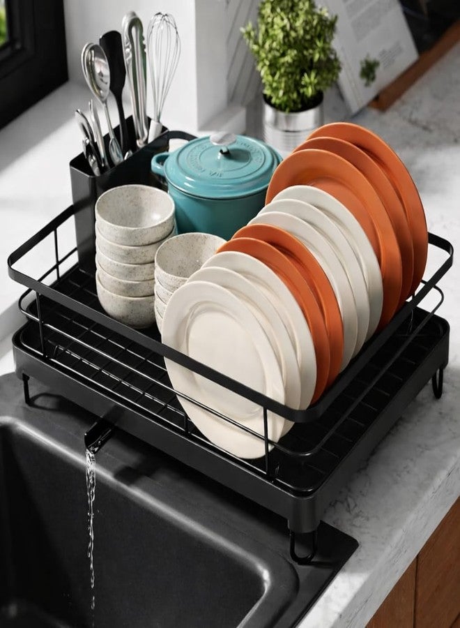 RADIANT Steel Dish Drying Rack/Basket Drainer & Dish Drainer Basket for Kitchen/Utensil Stand for Kitchen/Dish Drying Rack with Drainer/Bartan Stand/Dish Rack (360° Black) - Image 1