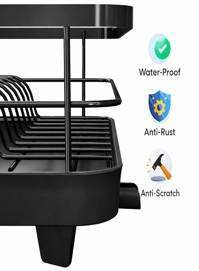 RADIANT Steel Dish Drying Rack/Basket Drainer & Dish Drainer Basket for Kitchen/Utensil Stand for Kitchen/Dish Drying Rack with Drainer/Bartan Stand/Dish Rack (360° Black) - Image 3