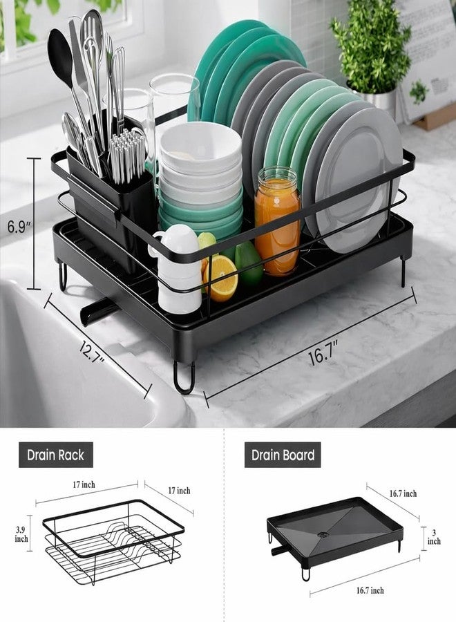 RADIANT Steel Dish Drying Rack/Basket Drainer & Dish Drainer Basket for Kitchen/Utensil Stand for Kitchen/Dish Drying Rack with Drainer/Bartan Stand/Dish Rack (360° Black) - Image 2