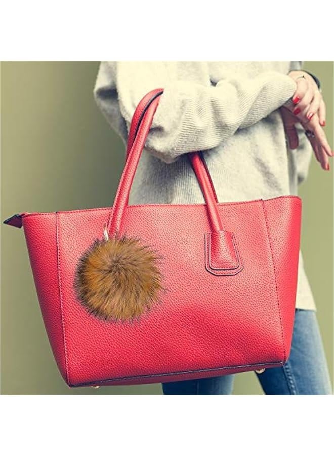 14 Pieces Faux Fur Pom Pom Ball Fluffy Pompom Ball with Removable Press on for Knitting Hat Gloves Keychains Accessories(Natural)  - Image 5