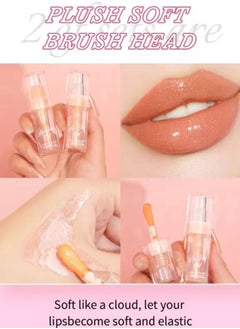 QIC 3 Colors Lip Glow Oil with Clear Moisturizing Temperature Color Change and Light Orange Lip Color Prevent Chapping Moisturize Lips Hydrating Lip Plumper Big Brush Head Lip Gloss Lip Serum  - Image 2