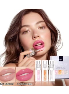 QIC 3 Colors Lip Glow Oil with Clear Moisturizing Temperature Color Change and Light Orange Lip Color Prevent Chapping Moisturize Lips Hydrating Lip Plumper Big Brush Head Lip Gloss Lip Serum  - Image 4