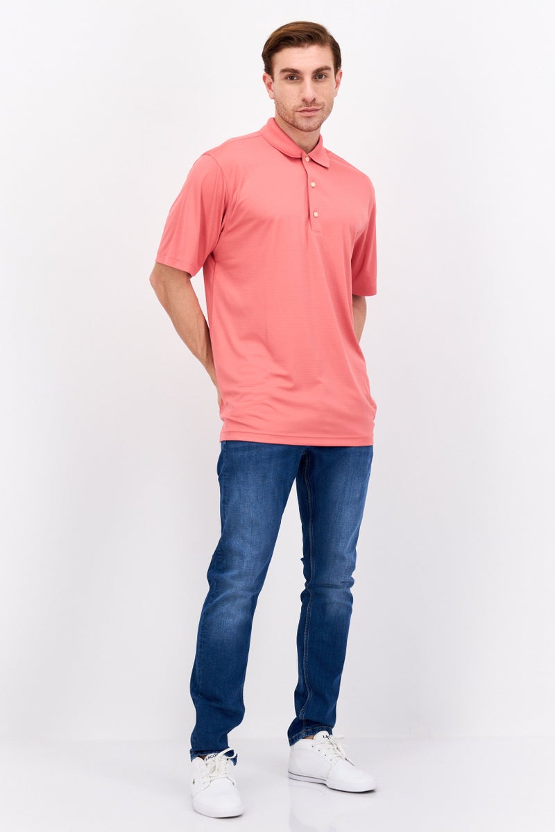 Greg Norman تي شيرت بولو للرجال بقصة عادية بأكمام قصيرة، كورال - Image 4