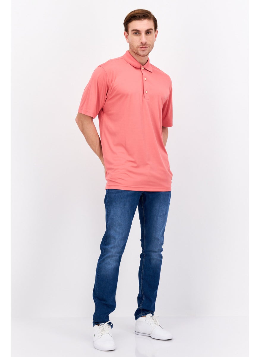 Men Regular Fit Textured Short Sleeves Polo, Coral - pzsku/Z25846E40216608D6A700Z/45/_/1737642071/f2c8e5e4-c934-464a-9582-bd46068a7bbf