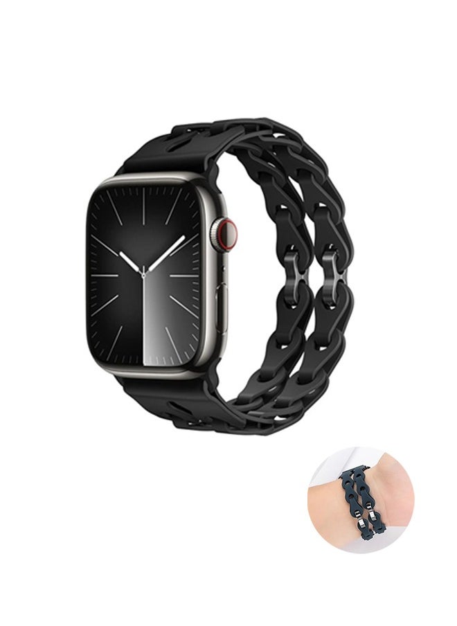 Fazza Compatible with Huawei Watch Bank Series GT4/GT3 pro, 22 mm, for Women and Men, Silicone Hollow Adjustable Elastic Strap (Black)  - Image 1